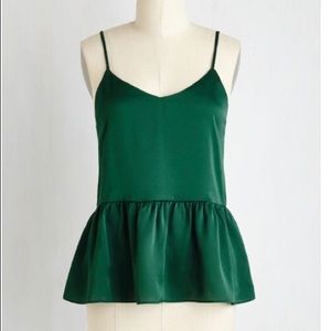 ModCloth Silky Peplum top “Hot Spot Haute Top”